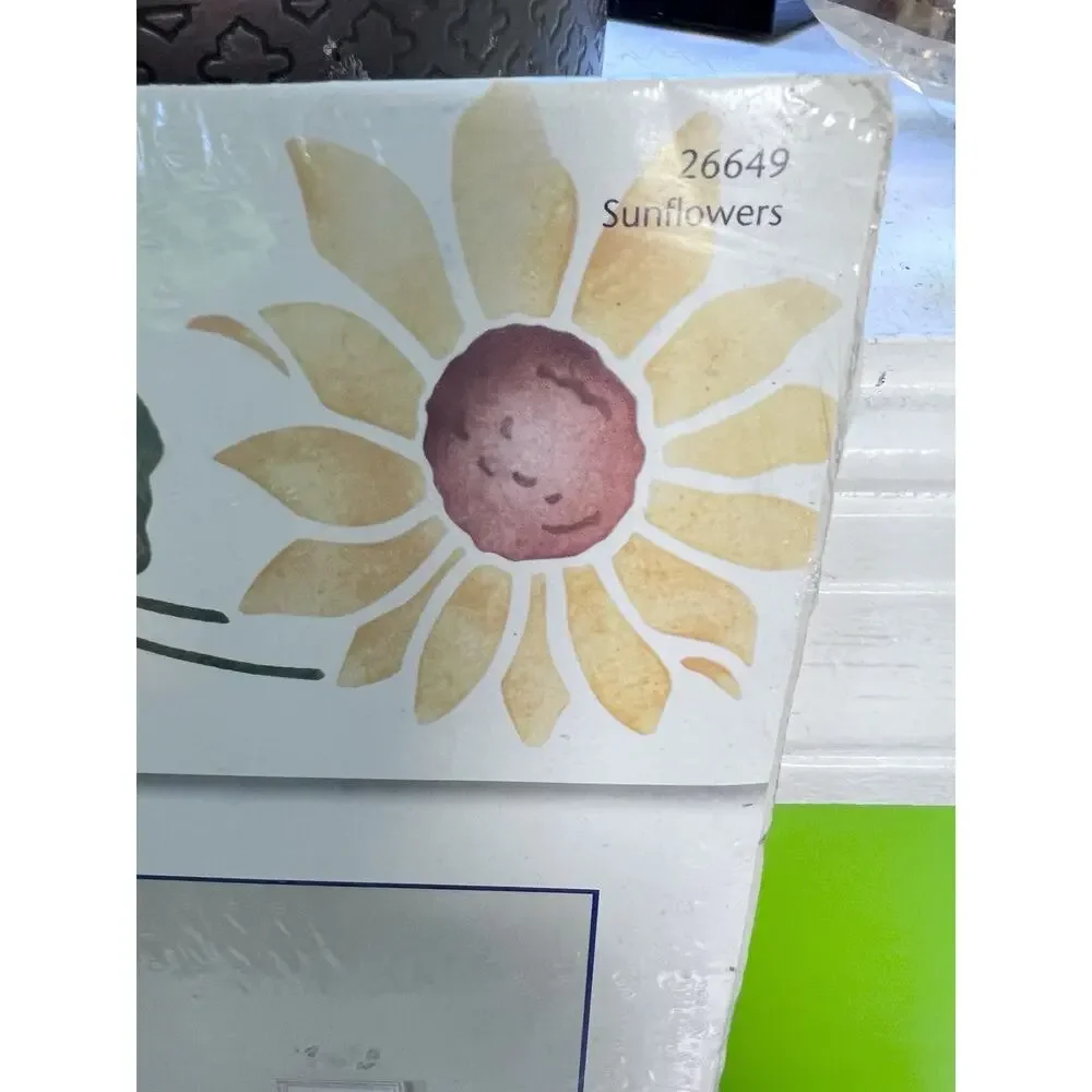 Vintage NEW Plaid Stencil Borders Sunflowers Y2K Bedroom 2000s Room‎ Decor Retro